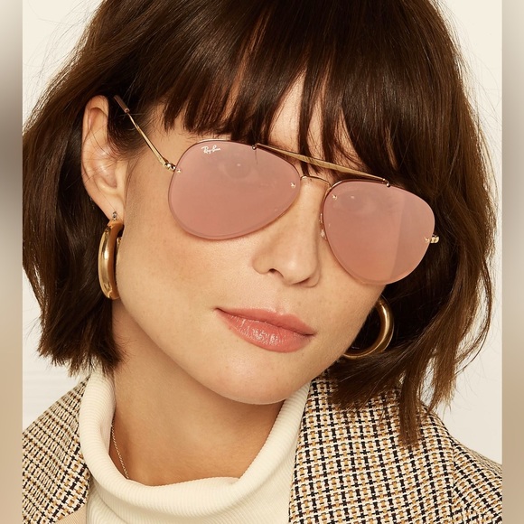 Ray Ban BLAZE Aviator Pink Mirrored Lens Gold Frame DISCONTINUED - Picture 8 of 9